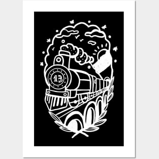 Railway transportation locomotive railway vintage design transport Posters and Art